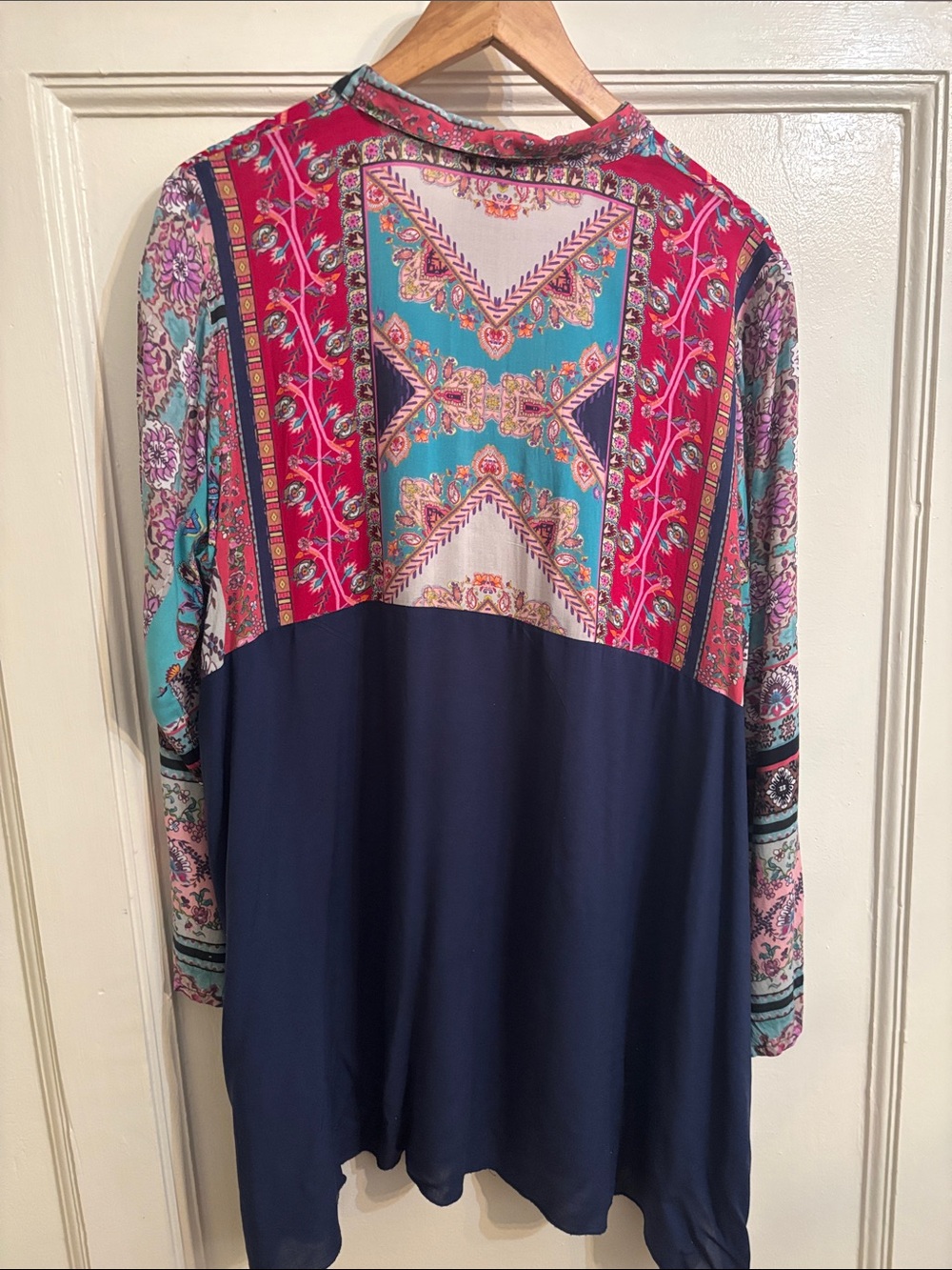 Johnny Was Fuchsia & Teal Paisley Patchwork Tunic - Picture 2 of 5